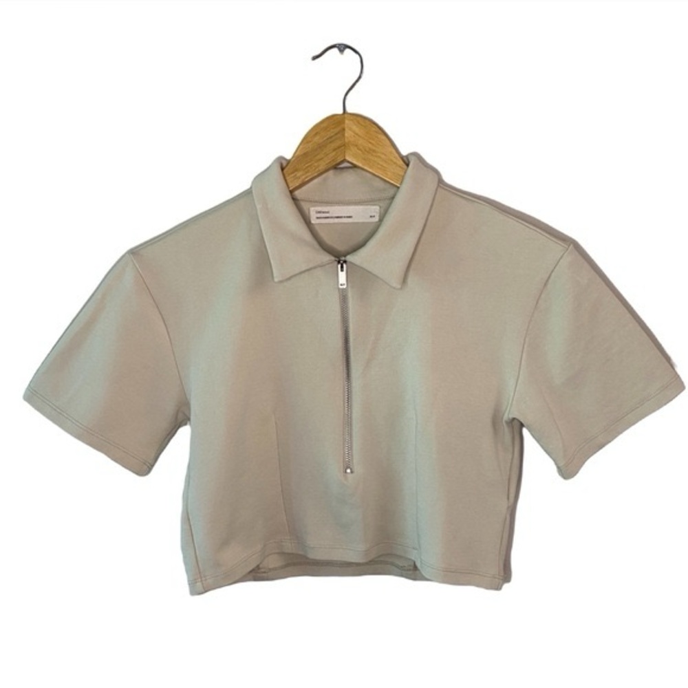 OAK  FORT Half Zip Cropped Tee